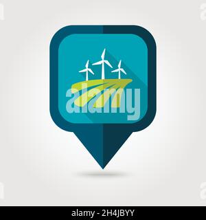 Windmill flat pin map icon. Map pointer. Map markers. Farm. Field ...