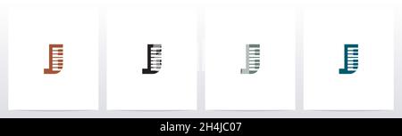 Piano Tuts On Letter Logo Design J Stock Vector