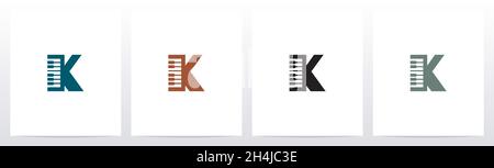 Piano Tuts On Letter Logo Design K Stock Vector