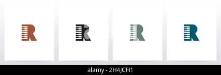 Piano Tuts On Letter Logo Design R Stock Vector