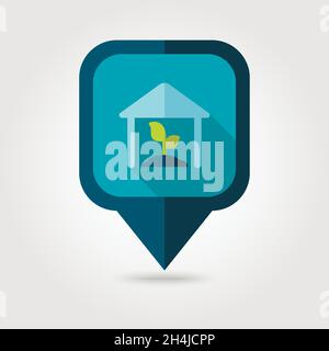 Greenhouse flat pin map icon. Map pointer. Map markers. Farm. Field. Vector illustration eps 10 Stock Vector