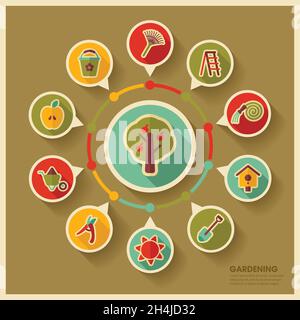 Garden Farm icons and agriculture infographics. Graph symbol for your web site design, logo, app, UI. Vector illustration, EPS10. Stock Vector