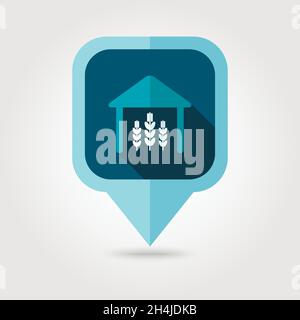 Barn flat pin map icon. Map pointer. Map markers. Farm. Field. Harvest. Vector illustration eps 10 Stock Vector