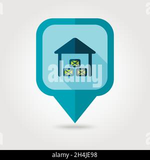 Shed flat pin map icon. Map pointer. Map markers. Farm. Field. Vector illustration eps 10 Stock Vector
