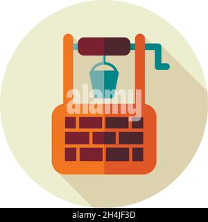 Water Well flat vector icon isolated, garden, eps 10 Stock Vector