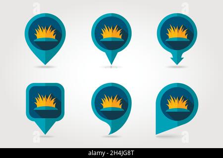 Grass flat mapping pin icon with long shadow, eps 10 Stock Vector