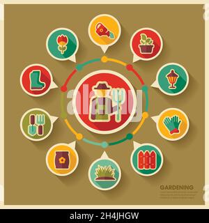 Garden Farm icons and agriculture infographics. Graph symbol for your web site design, logo, app, UI. Vector illustration, EPS10. Stock Vector