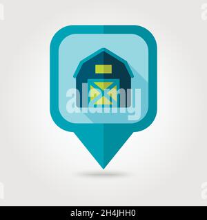 Barn house flat pin map icon. Map pointer. Map markers. Farm. Garden. Vector illustration eps 10 Stock Vector
