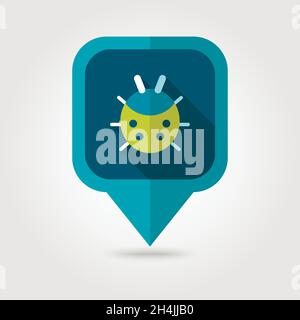 Ladybug flat vector pin map icon. Map pointer. Map markers. Garden, eps 10 Stock Vector