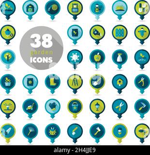 Garden Farm flat vector pin map icon. Map pointer. Map markers, eps 10 Stock Vector