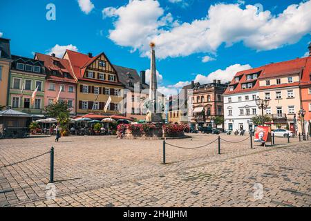 KULMBACH, GERMANY - CIRCA AUGUST, 2021: The Marktplatz of Kulmbach, Bavaria, Germany Stock Photo