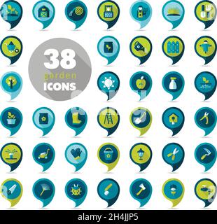 Garden Farm flat vector pin map icon. Map pointer. Map markers, eps 10 Stock Vector