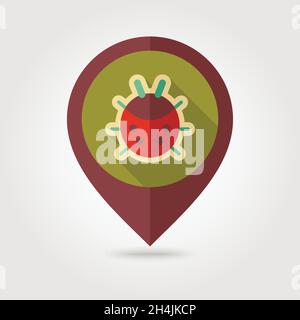 Ladybug flat vector pin map icon. Map pointer. Map markers. Garden, eps 10 Stock Vector