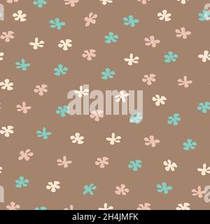 Vector seamless pattern with flowers. Cute design with hand drawn flowers. Stock Vector