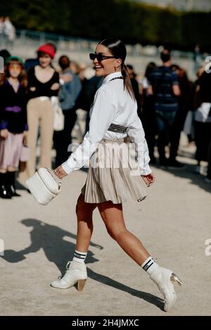 Street style, Camila Coelho arriving at Diesel Black Gold Spring Summer