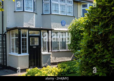 John Lennon's childhood home - Mendip 251, Menlove Avenue, Liverpool, UK. National Trust Grade II listed building. Stock Photo