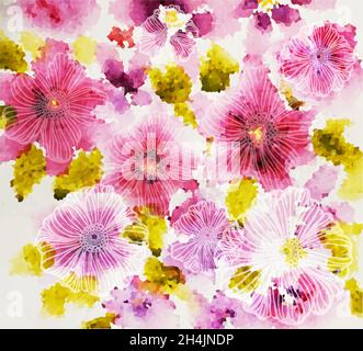 The background is a mosaic of flowers. Vector illustration Stock Vector