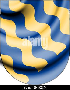 Norrbotten county coat of arms, Sweden. 3D Illustration. Stock Photo