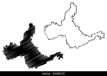 Sehore district (Madhya Pradesh State, Bhopal division, Republic of India) map vector illustration, scribble sketch Sehore map Stock Vector