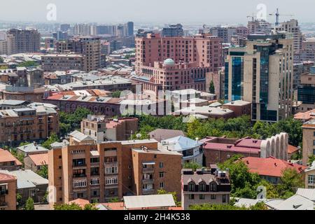 Aerial view of Yerevan from the Cascade complex, Armenia Stock Photo