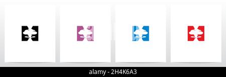 Mushroom Cloud On Letter Logo Design M Stock Vector