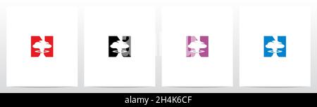 Mushroom Cloud On Letter Logo Design N Stock Vector