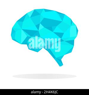 Blue  brain polygon business concept.  Abstract  vector  illustration on the white background. Stock Vector