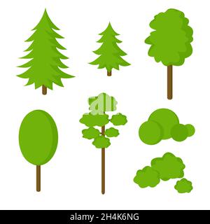 Paper Trendy Flat Trees Set Vector Illustration Stock Vector Image ...