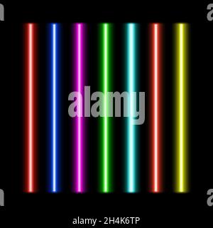 Laser beams vector  set. Isolated on black  background. Stock Vector