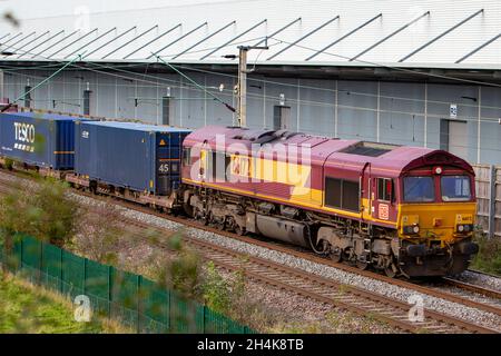 DB Schenker - Class 66-66172 arriving at DIRFT from Mossend Stock Photo