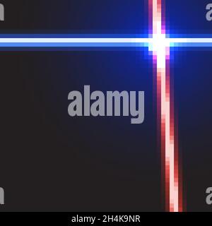 Vector  laser beam background in red and blue color with light  flares. Stock Vector