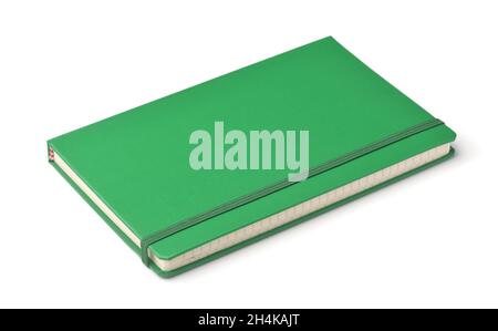 Green blank hardcover notebook isolated on white Stock Photo