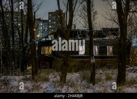 Slavyanskaya st.; 1; Ust-Slavyanka territory; Saint Petersburg; Russia. January 29; 2021. Ruins of the house of the poet Slepushkin. FN Slepushkin's i Stock Photo
