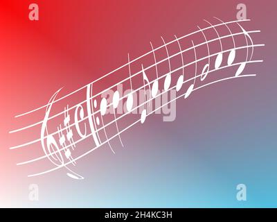 White music notes against colorful background Stock Photo