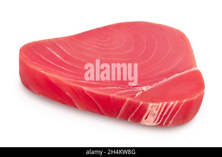 Fresh tuna fish fillet steak isolated on white background with clipping path and full depth of field Stock Photo