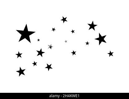 Fireworks star random source stream.  Falling Star. Stars on a white background. Stock Vector
