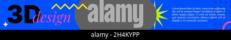 Decorative Header for Blog Account or Channel. 3D design Horizontal Banner. Template for Social Media. Vector illustration Stock Vector