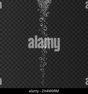 Underwater fizzing air bubbles stream  in water,  aquarium.  Soda pop. Undersea vector texture. Stock Vector