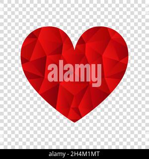 Red  heart  isolated on white background.  Love. Vector polygonal  illustration for Happy Valentine's Day card, save the date card. Stock Vector