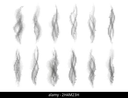 Gray fire  smoke isolated on white  background. Dark steam.  Realistic  black smog vector texture. Stock Vector