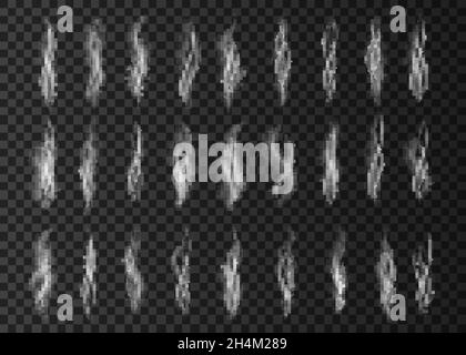 White steam isolated on transparent background. Smell. Hot smoke  from a cup of coffee or  tea.  Realistic  vector texture. Stock Vector