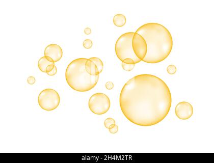 Fizz. Fizzing  air  golden  bubbles on white  background. Vector texture. Stock Vector