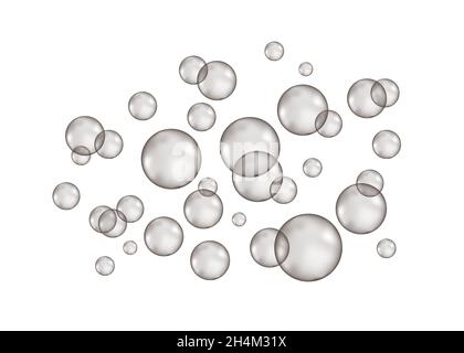 Fizz. Underwater fizzing air, water or oxygen  bubbles on white  background.  Soda pop. Vector texture. Stock Vector