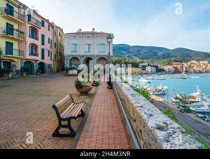 Monte Argentario (Italy) - A view of Argentario mount on Tirreno sea, with little towns; Grosseto province, Tuscany region. Here Porto Ercole village. Stock Photo