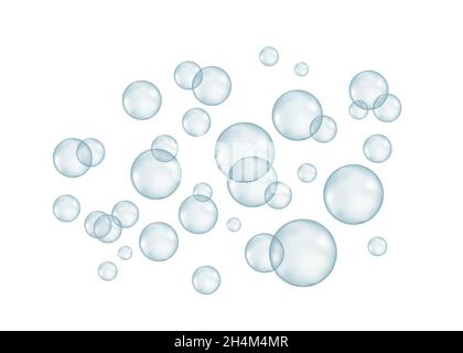 Fizz. Underwater fizzing air, water or soap  bubbles on white  background. Fizzy sparkles in sea, aquarium. Soda pop. Vector texture. Stock Vector