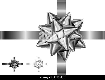 Black, grey and silver  bow and ribbon isolated on white background for black friday sale design. Vector realistic decor elements set  for banner, bus Stock Vector