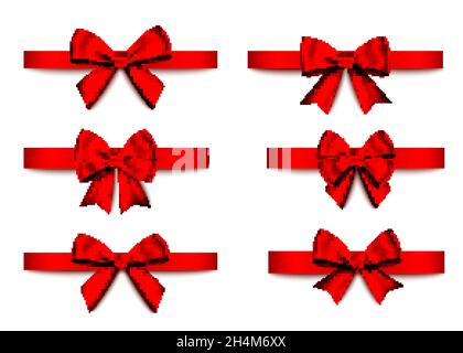 Free Vector  Elegant red ribbon and bow isolated on white