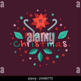 Christmas details in a modern flat art style. Stock Vector
