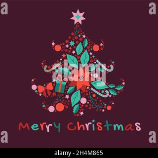 Christmas details in a modern flat art style. Stock Vector