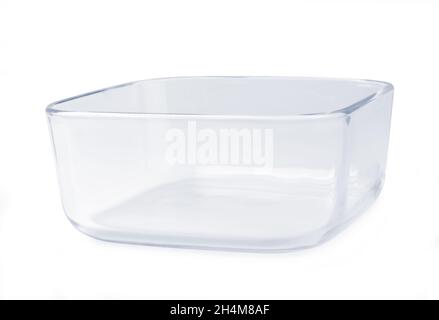 Empty glass baking tray isolated on white background Stock Photo